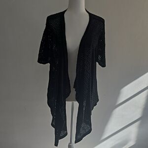 Notations knit elegant Black Open-Front Sweater shawl size XL
